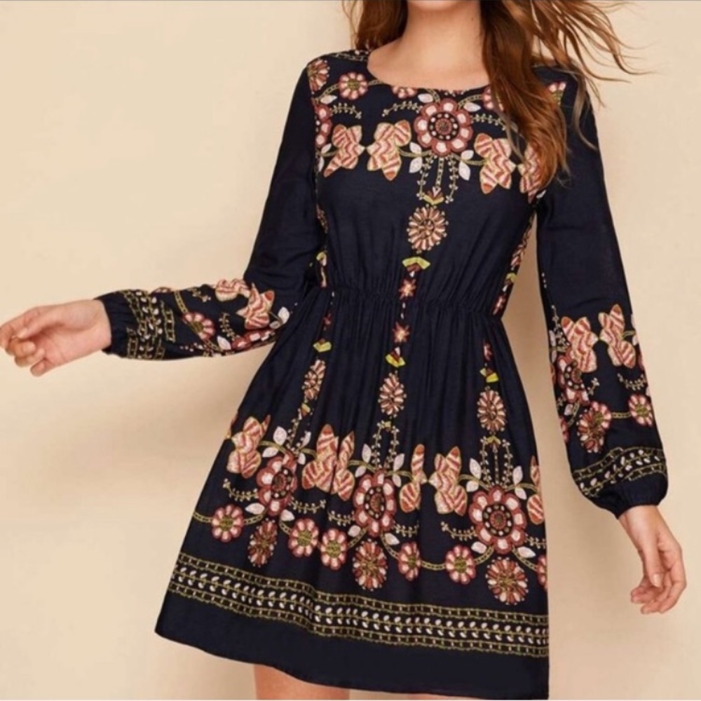 🆕New Sizes!🛍 Floral Boho Mini Dress